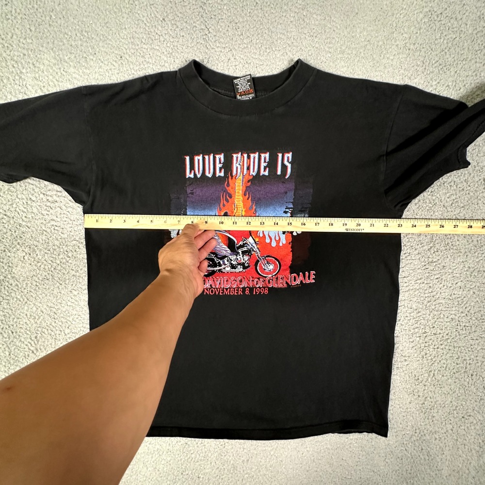 Harley Davidson Shirt Mens XL Black Vintage Graphic 1999 Casual Flames USA Made - Picture 6 of 11